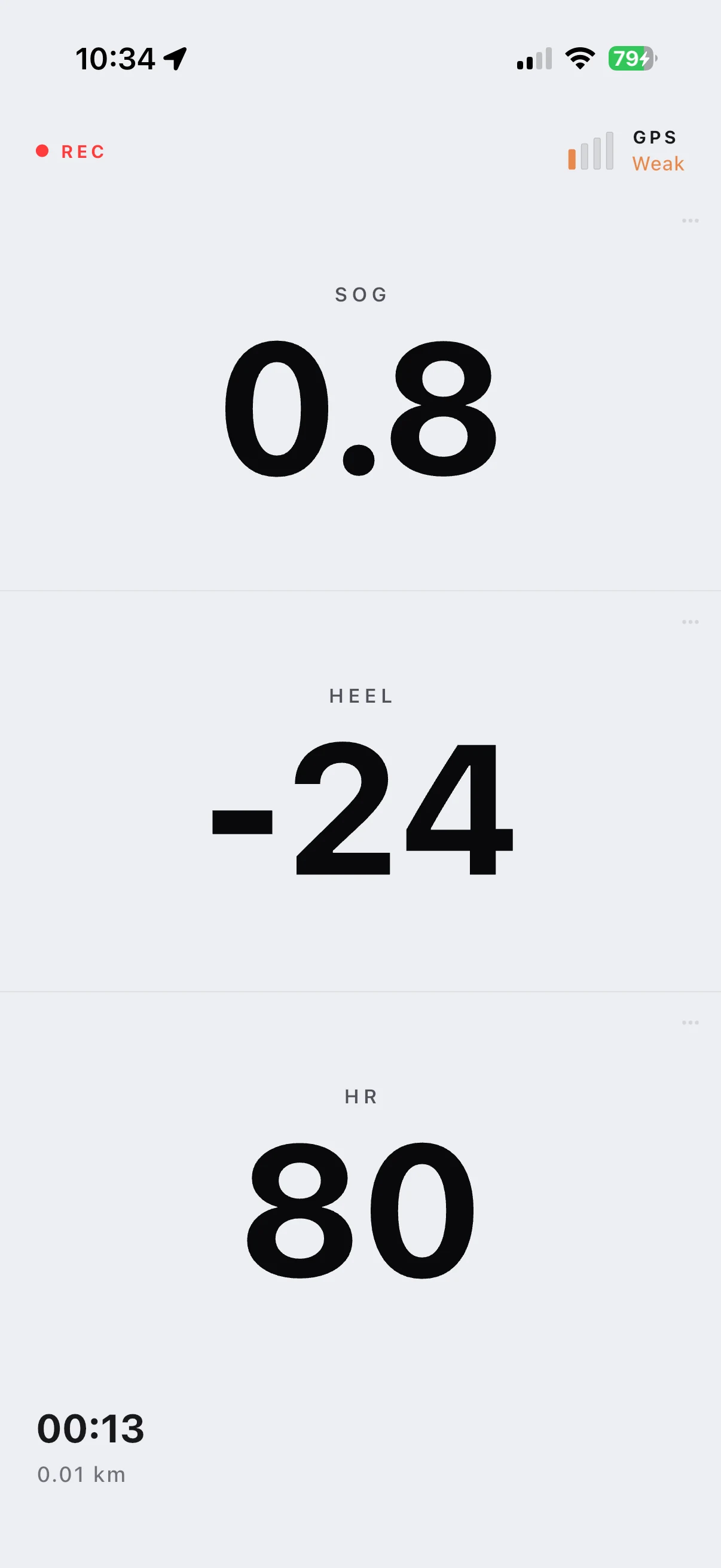 Vantage mobile recorder with speed, heel and heart rate displays
