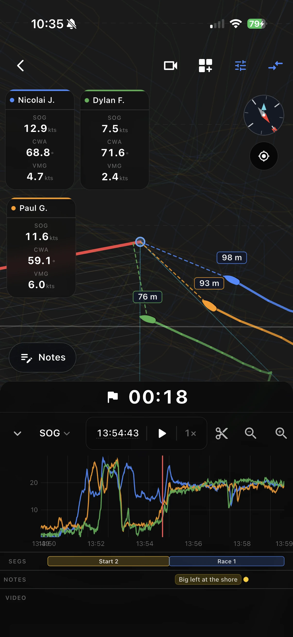 Vantage activity replay on a phone
